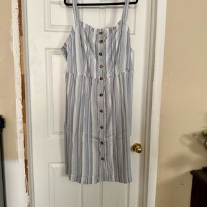 LOFT Plus White and Black Striped Dress